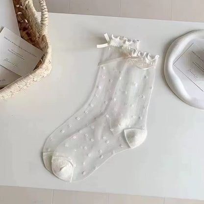 🧦 Official Store – Breathable Ice Silk Socks with Polka Dot Pattern