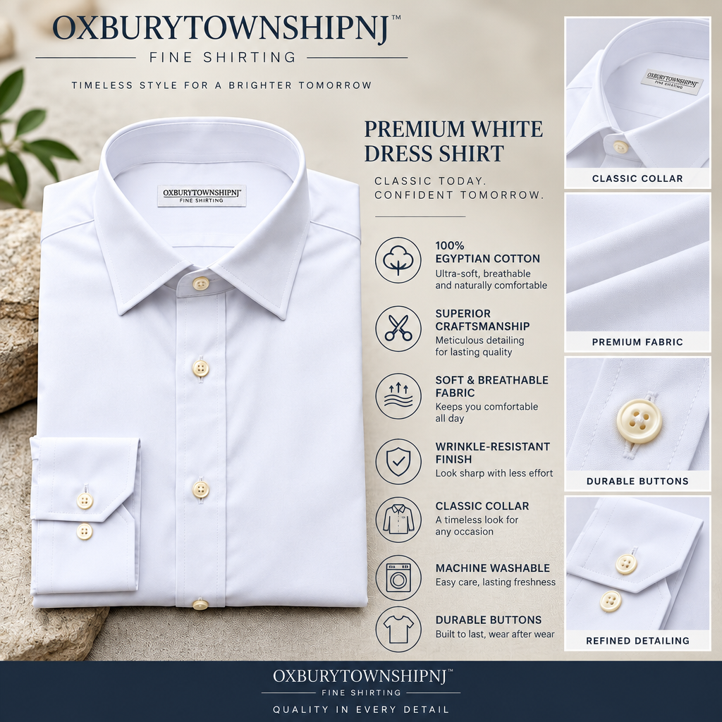 OXBURYTOWNSHIPNJ™ CollarShift Performance Dress Shirt – Stretch Long-Sleeve Men's Shirt