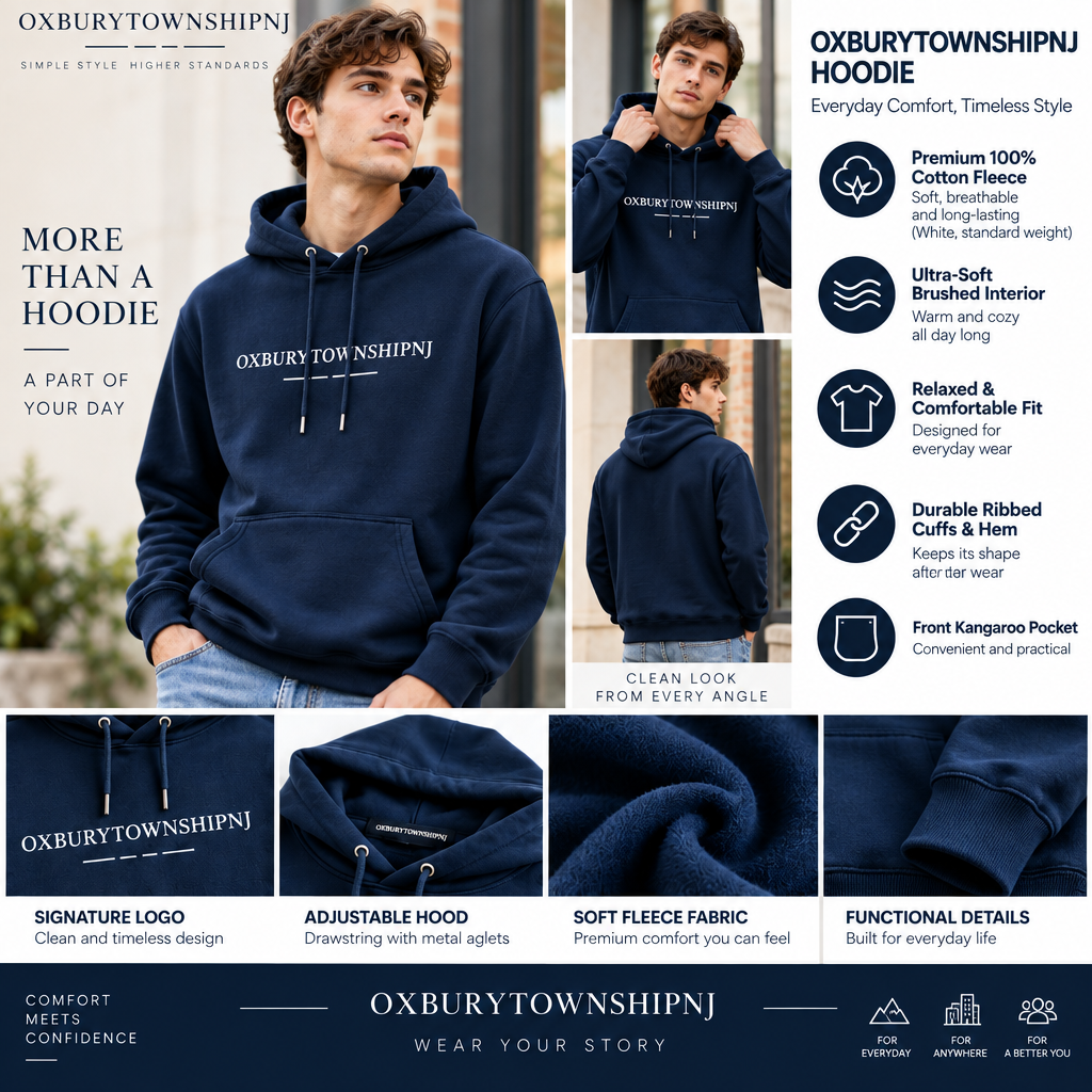 OXBURYTOWNSHIPNJ™ LayerLock Structured Hoodie – Premium Men’s Travel & Layering Sweatshirt
