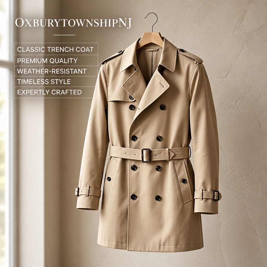 OXBURYTOWNSHIPNJ™ RainVector Convertible Trench Coat – Lightweight Weather-Ready Men’s Commuter Coat