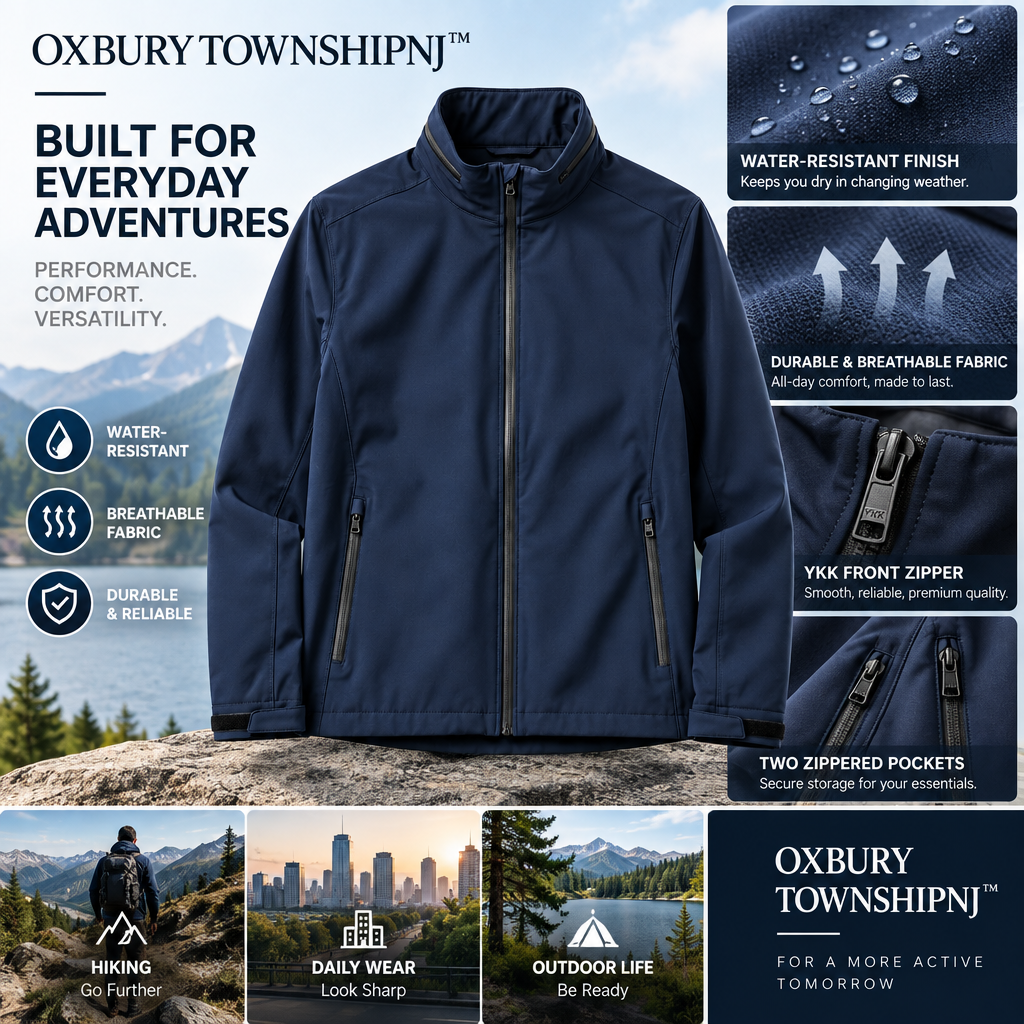 OXBURYTOWNSHIPNJ™ VectorDock Commuter Jacket – Lightweight Weather-Ready Men’s Bomber Jacket