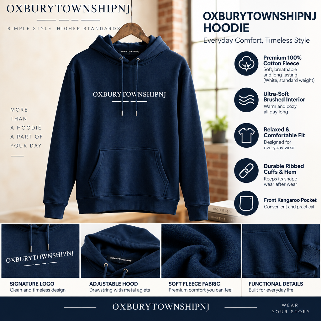 OXBURYTOWNSHIPNJ™ LayerLock Structured Hoodie – Premium Men’s Travel & Layering Sweatshirt