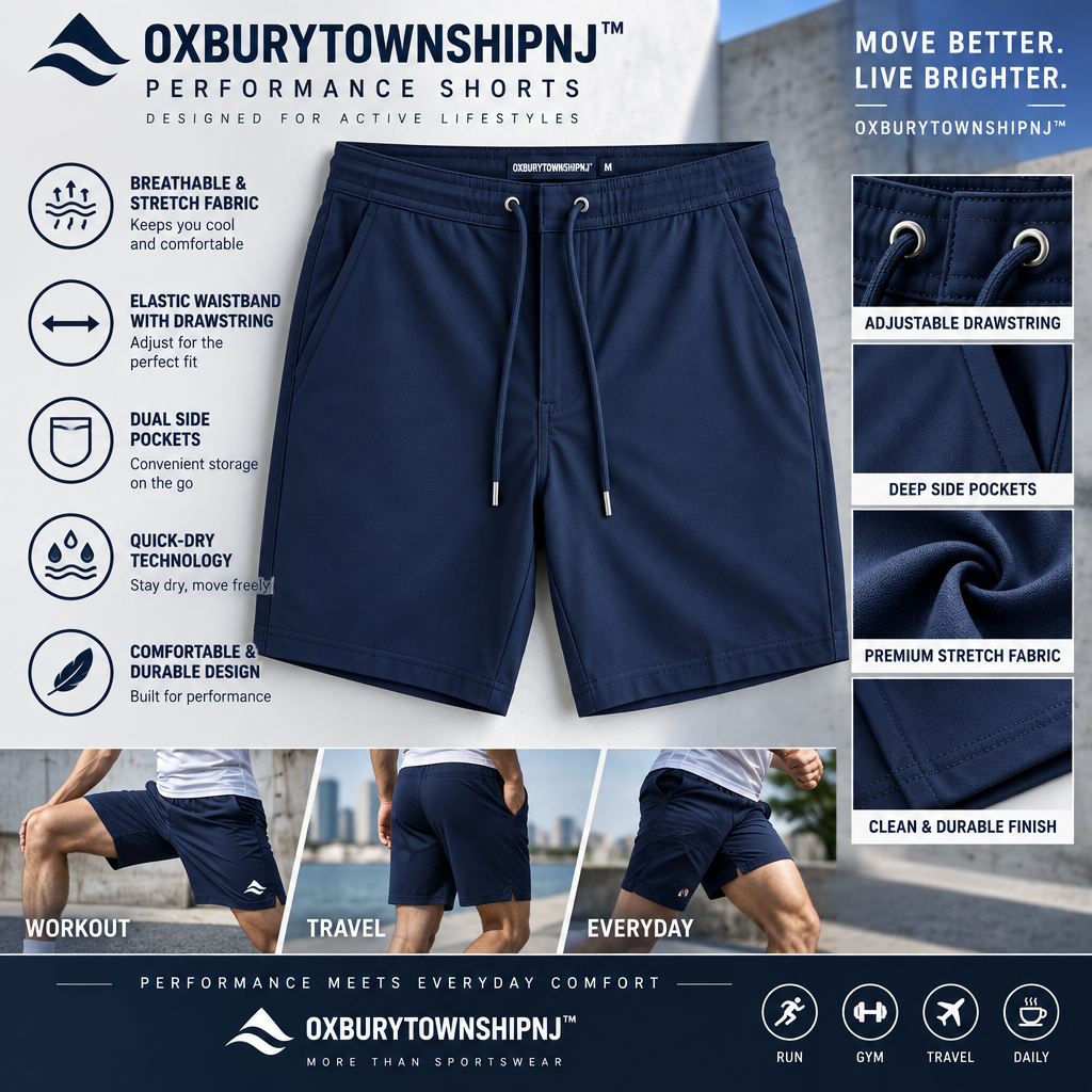 OXBURYTOWNSHIPNJ™ RangeFlex Performance Shorts – Convertible Stretch Men’s Travel Shorts