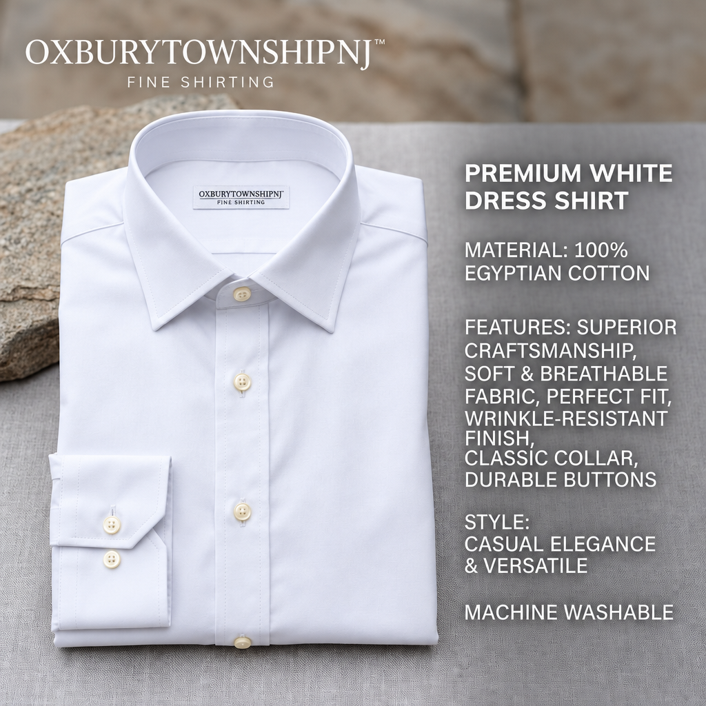 OXBURYTOWNSHIPNJ™ CollarShift Performance Dress Shirt – Stretch Long-Sleeve Men's Shirt
